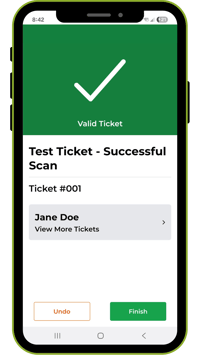 Valid Ticket result screen in the FrontDoor+ Guest check-In app